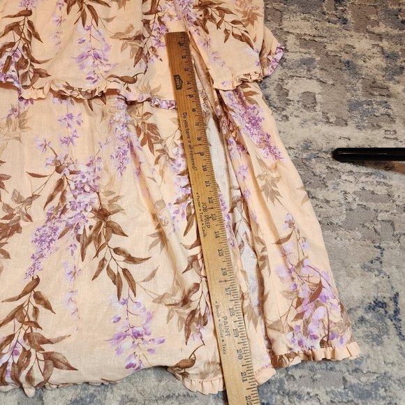 NWT House of Harlow Corset Tiered Linen/Rayon. Peach/Lavender Midi Dress. Small - Picture 8 of 15